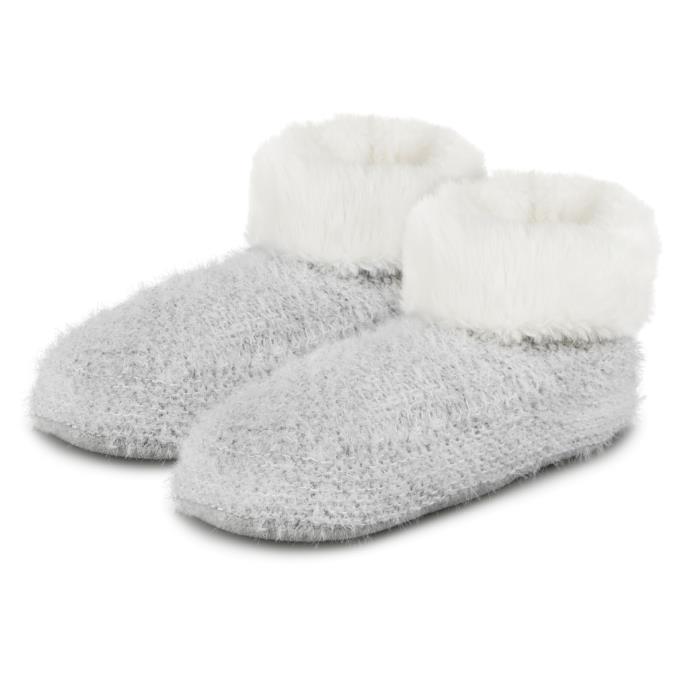 totes toasties® Ladies Knitted Textured Booties Grey Extra Image 2